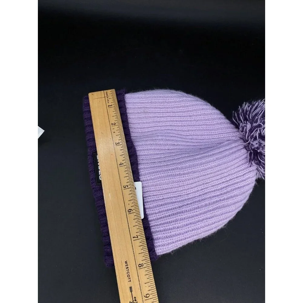 Snozu Girl Beanie Purple Lavender Watercolor Snow Cap Hat Pom Pom